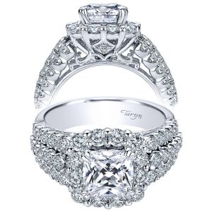 Taryn 14k White Gold Cushion Cut Halo Engagement Ring TE8906W44JJ 