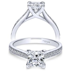 Taryn 14k White Gold Princess Cut Straight Engagement Ring TE8916W44JJ