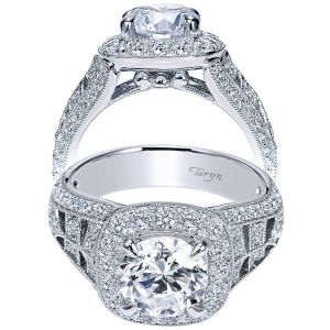 Taryn 18K White Gold Round Halo Engagement Ring TE8936W83JJ 