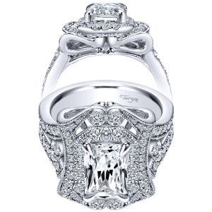 Taryn 18K White Gold Emerald Cut Halo Engagement Ring TE8940W83JJ 