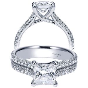 Taryn 14k White Gold Princess Cut Straight Engagement Ring TE8972W44JJ