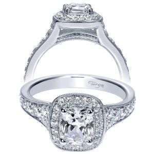 Taryn 14k White Gold Cushion Cut Halo Engagement Ring TE9036W44JJ 