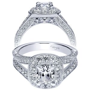 Taryn 14k White Gold Cushion Cut Halo Engagement Ring TE9037W44JJ 