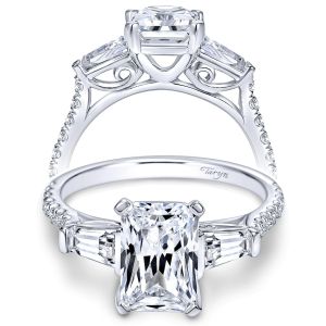 Taryn 14k White Gold Emerald Cut 3 Stones Engagement Ring TE9047W44JJ
