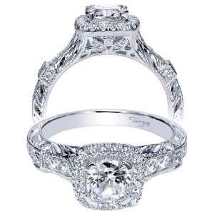 Taryn 14k White Gold Cushion Cut Halo Engagement Ring TE9093W44JJ 