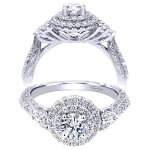 Taryn 14k White Gold Round Double Halo Engagement Ring TE910087W44JJ