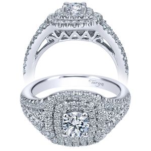 Taryn 14k White Gold Round Double Halo Engagement Ring TE910147W44JJ