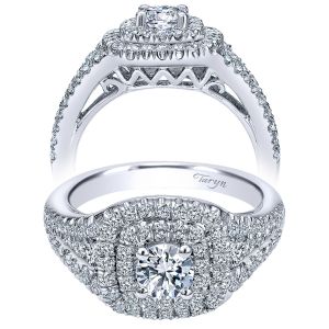 Taryn 14k White Gold Round Double Halo Engagement Ring TE910147W44JJ 