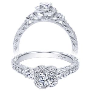 Taryn 14k White Gold Round Halo Engagement Ring TE910166W44JJ 