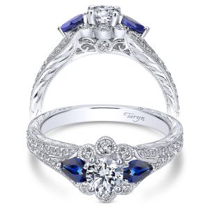 Taryn 14k White Gold Round 3 Stone Engagement Ring TE910222W44SA