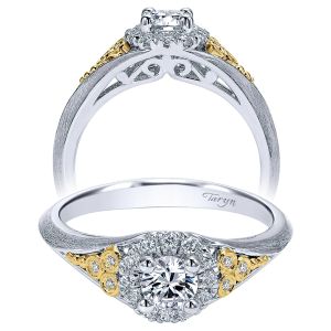 Taryn 14K White/Yellow Round Halo Engagement Ring TE911500R0M44JJ 