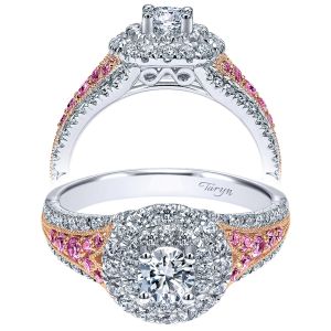 Taryn 14K White/Rose Round Double Halo Engagement Ring TE911597R0T44PS 
