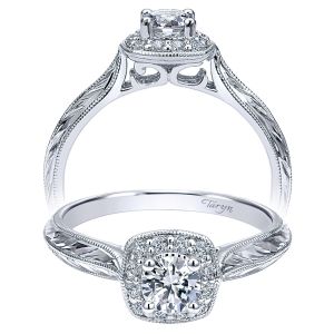 Taryn 14k White Gold Round Halo Engagement Ring TE911718R0W44JJ 