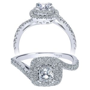 Taryn 14k White Gold Princess Cut Double Halo Engagement Ring TE911775S0W44JJ 