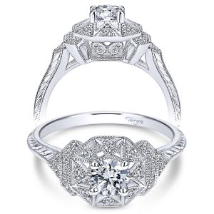 Taryn 14k White Gold Round Halo Engagement Ring TE911781R0W44JJ 
