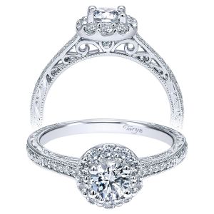 Taryn 14k White Gold Round Halo Engagement Ring TE911797R0W44JJ 