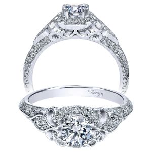 Taryn 14k White Gold Round Halo Engagement Ring TE911865R0W44JJ 