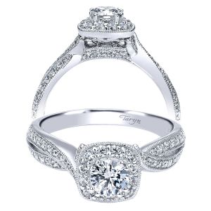 Taryn 14k White Gold Round Halo Engagement Ring TE911867R0W44JJ 