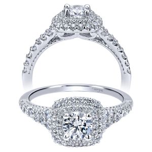 Taryn 14k White Gold Round Double Halo Engagement Ring TE911876R0W44JJ 