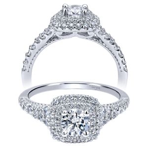 Taryn 14k White Gold Round Double Halo Engagement Ring TE911876R0W44JJ 
