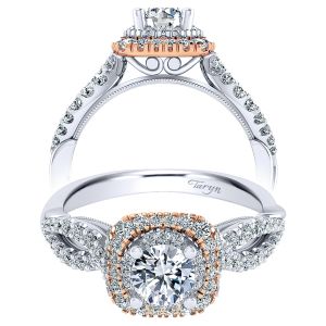 Taryn 14K White/Rose Round Double Halo Engagement Ring TE911877R2T44JJ 