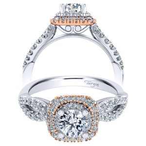 Taryn 14K White/Rose Round Double Halo Engagement Ring TE911877R2T44JJ