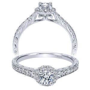 Taryn 14k White Gold Round Halo Engagement Ring TE911880R0W44JJ 