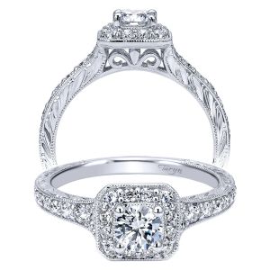 Taryn 14k White Gold Round Halo Engagement Ring TE911896R0W44JJ 