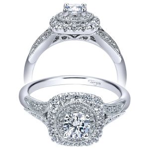 Taryn 14k White Gold Round Double Halo Engagement Ring TE911899R0W44JJ 