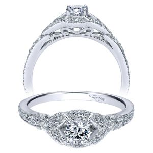 Taryn 14k White Gold Round Halo Engagement Ring TE911903R0W44JJ 