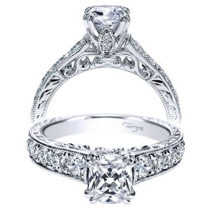 Taryn 14k White Gold Cushion Cut Straight Engagement Ring TE9194W44JJ