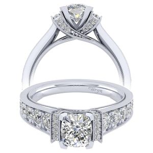 Taryn 14k White Gold Cushion Cut Straight Engagement Ring TE9207W44JJ