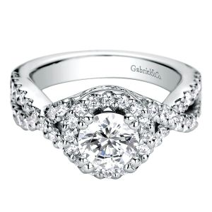 Gabriel - Kendie 14 Karat Round Halo Engagement Ring ER9277W44JJ