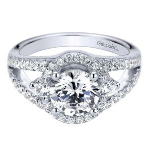 Gabriel 14 Karat Round 3 Stones Engagement Ring ER9283W44JJ
