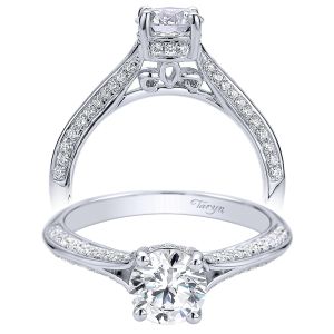Taryn 14k White Gold Round Split Shank Engagement Ring TE9305W44JJ 