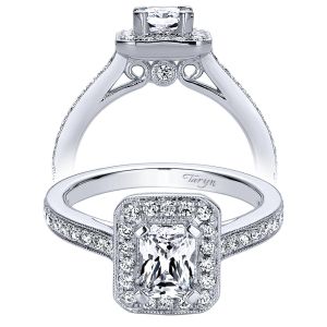Taryn 14k White Gold Emerald Cut Halo Engagement Ring TE9334W44JJ 