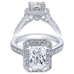 Taryn 14k White Gold Emerald Cut Halo Engagement Ring TE9335W44JJ 