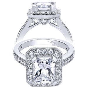 Taryn 14k White Gold Emerald Cut Halo Engagement Ring TE9336W44JJ 
