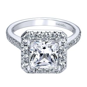 Gabriel - Patience 14 Karat Princess Cut Halo Engagement Ring ER9384W44JJ