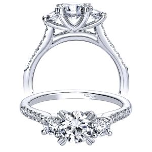 Taryn 14k White Gold Round 3 Stone Engagement Ring TE9387W44JJ