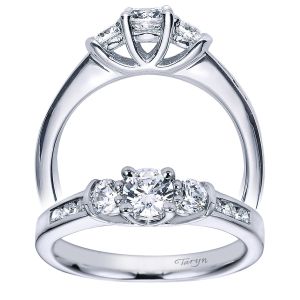 Taryn 14k White Gold Round 3 Stone Engagement Ring TE93967W44JJ