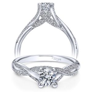 Taryn 14k White Gold Round Twisted Engagement Ring TE94029W44JJ 
