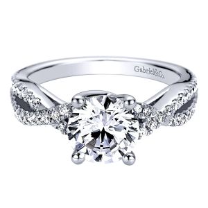 Gabriel 14 Karat Round Twisted Diamond Engagement Ring ER9409W44JJ