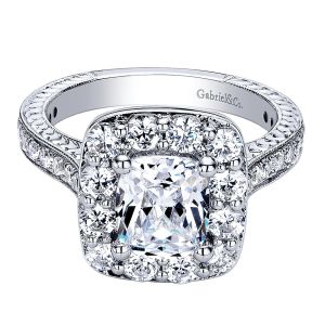 Gabriel - Zelda 14 Karat Cushion Cut Halo Engagement Ring ER9420W44JJ