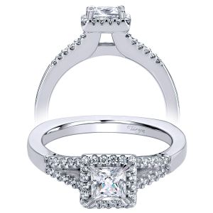 Taryn 14k White Gold Princess Cut Halo Engagement Ring TE9474W44JJ 
