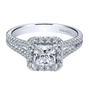 Gabriel - Corinna 14 Karat Princess Cut Halo Engagement Ring ER9538W44JJ