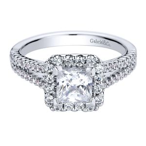 Gabriel - Savannah 14 Karat Princess Cut Halo Engagement Ring ER9540W44JJ