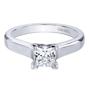 Gabriel 14 Karat Pricncess Cut Solitaire Engagement Ring ER9543W4JJJ