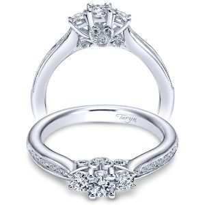 Taryn 14k White Gold Round 3 Stone Engagement Ring TE95956W44JJ