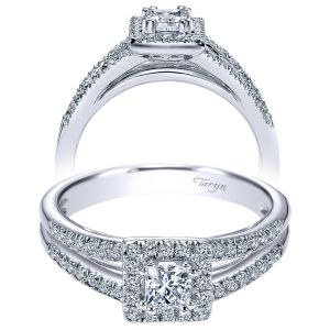 Taryn 14k White Gold Princess Cut Halo Engagement Ring TE96346W44JJ 